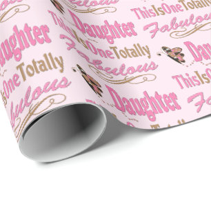 Papier Cadeau Fabuleuse Fille Papillon rose