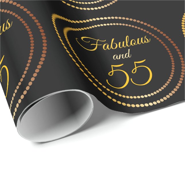 Papier Cadeau Fabuleux et 55 Anniversaire (Coin rond)
