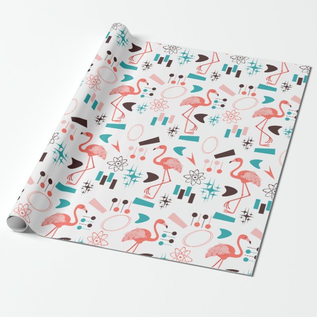 Papier Cadeau Fabulous Cinquante Flamants roses (Déroulé)
