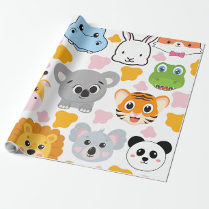 Papier Cadeau Face des animaux mignons