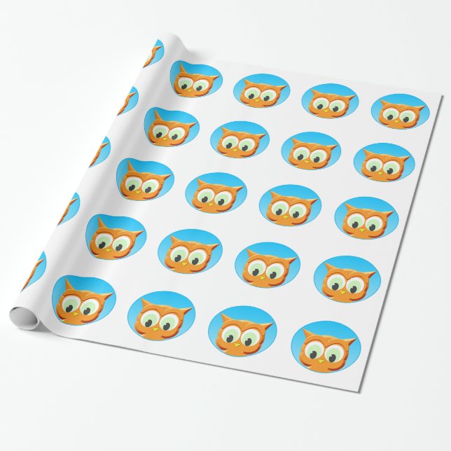 Papier Cadeau Face D'Une Petite Chouette (Déroulé)