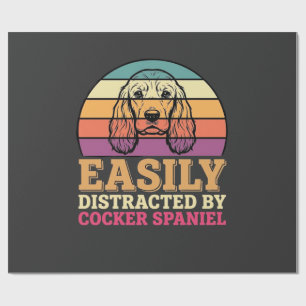 Papier Cadeau Facilement Distrait Par Cocker Spaniel Rétro Chien