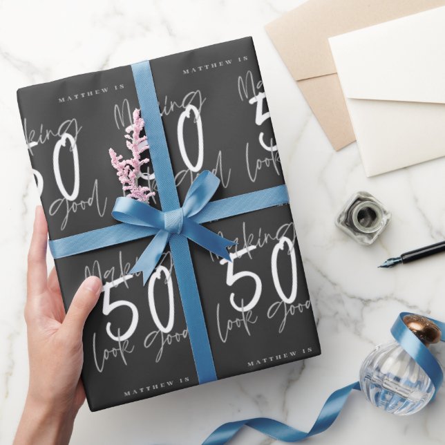 Papier Cadeau Faire 50 look beau cadeau d'anniversaire enveloppe (Cadeaux)