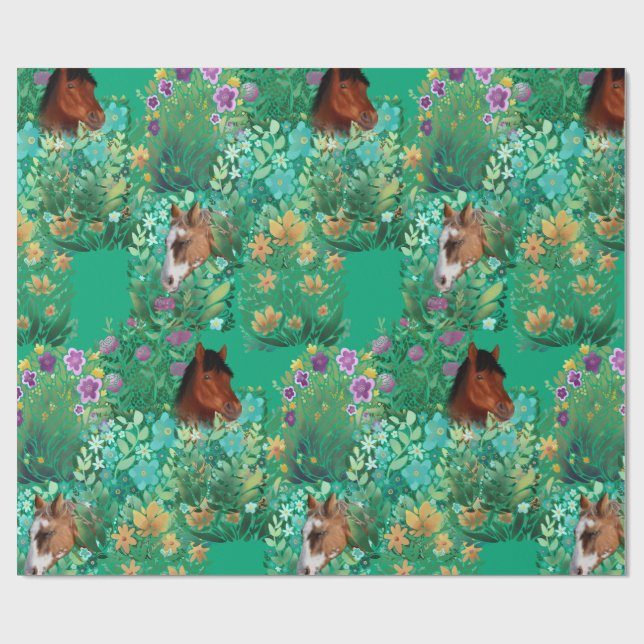 Papier Cadeau Faire du cheval autour (Plat)