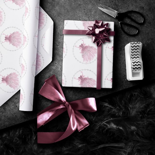 Papier Cadeau Fairy Wing Mauve Gown | Luxueux Tône Rose Dusty (Créateur téléchargé)