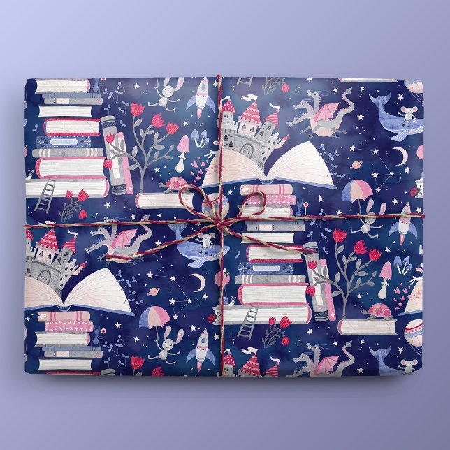 Papier Cadeau Fairytale Pop Up Livre Castle Blue (Gift Mockup)