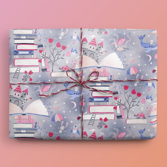 Papier Cadeau Fairytale Pop Up Livre Castle Grey (Gift Mockup)