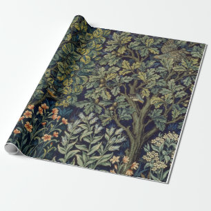 Papier Cadeau Faisan d'arbre boisé William Morris