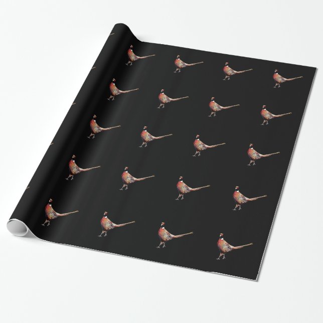 Papier Cadeau Faisan étranglé d'anneau (Déroulé)