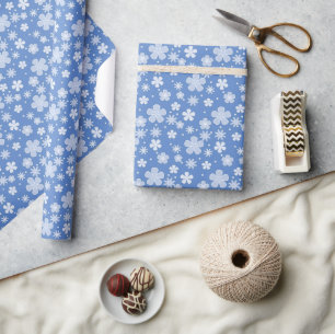 Papier Cadeau Faisceaux et points blancs en bleu