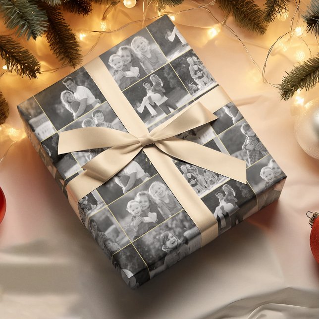 Papier Cadeau Faites votre photo couleur en noir et blanc (Make Your Color Photo into Black and White Collage Wrapping Paper)