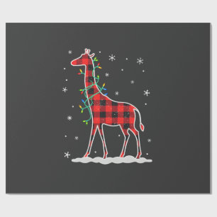 Papier Cadeau Famille à carreaux de buffle Girafe Noël apparieme
