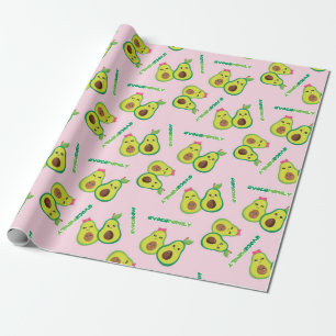 Papier Cadeau Famille Avocado Vert mignon sur violet