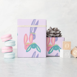 Papier Cadeau Famille De Bunny Cute Et Couleurs Pastel Clair Vio