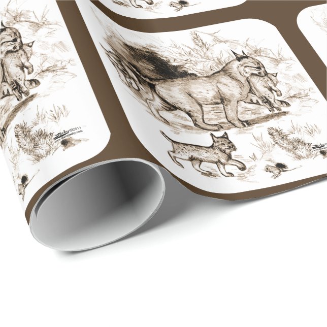 Papier Cadeau Famille de Lynx roux (Coin rond)