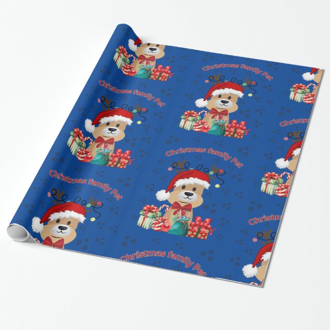 Papier Cadeau Famille de Noël Pet (Déroulé)