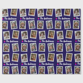 Papier Cadeau Famille de quatre Noël personnalisée 