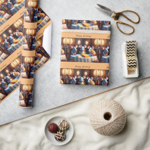 Papier Cadeau Famille de souris à la table à manger, mignonne co