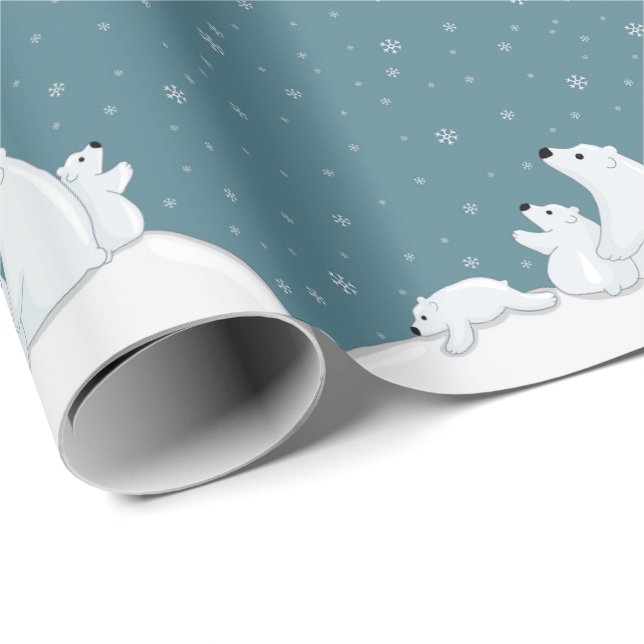 Papier Cadeau Famille d'ours polaires (Coin rond)