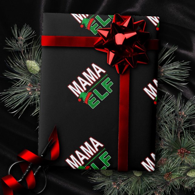 Papier Cadeau Famille Elf | Mama Elf Noël Fête #TeamElf (Créateur téléchargé)