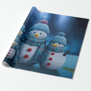 Papier Cadeau Famille Noël Snowman