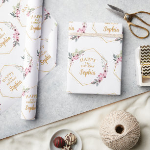 Papier Cadeau Fancy Cherry Blossom 21e Anniversaire Papier d'env