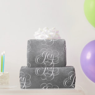 Papier Cadeau Fancy Tourbillonnant Joy Argent Foil Letting Calli