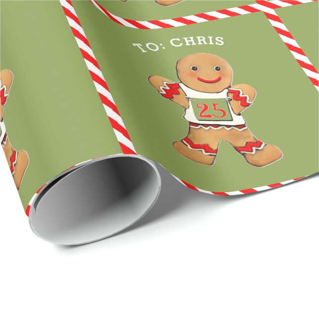 Papier Cadeau Fantastique Courir le pain d'épices Noël (Coin rond)