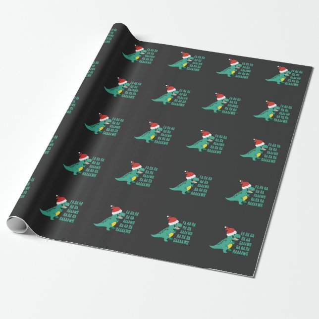 Papier Cadeau Fantastique Dinosaur Fa Rawr Rawr Noël TRex xmas (Déroulé)