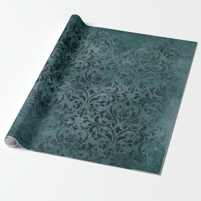 Papier Cadeau Fantastique noir sur vert (Déroulé)