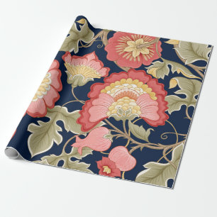Papier Cadeau Fantasy flowers in retro,  vintage,  jacobean embr