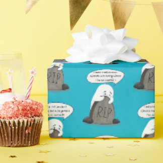 Papier Cadeau Fantôme pleurant mignon RIP pierre tombale Hallowe