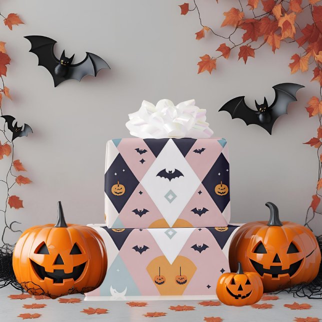 Papier Cadeau Fantôme rose pastel minimaliste et Halloween Citro (Créateur téléchargé)