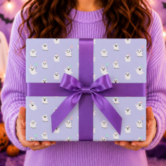 Papier Cadeau Fantômes de Fête Violet Anniversaire Halloween