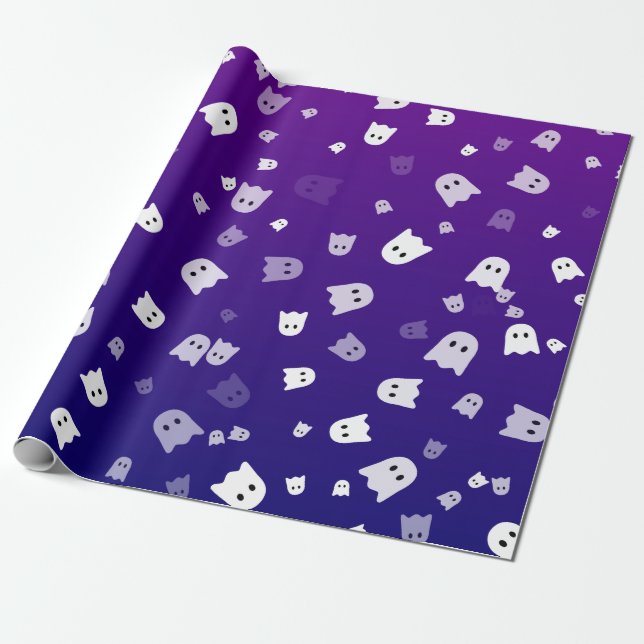 Papier Cadeau Fantômes d'Halloween (Déroulé)