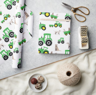 Papier Cadeau Farm Theme Tractor Gift Wrapping Paper