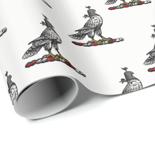Papier Cadeau Faucon de chasse héraldique portant une capuche de