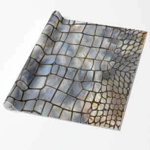 Papier Cadeau Faux Crocodile texture marbre et or