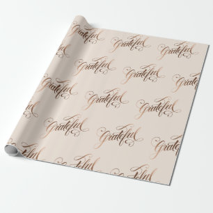 Papier Cadeau Faux-foil Élégant Grateful Script pour Thanksgivin