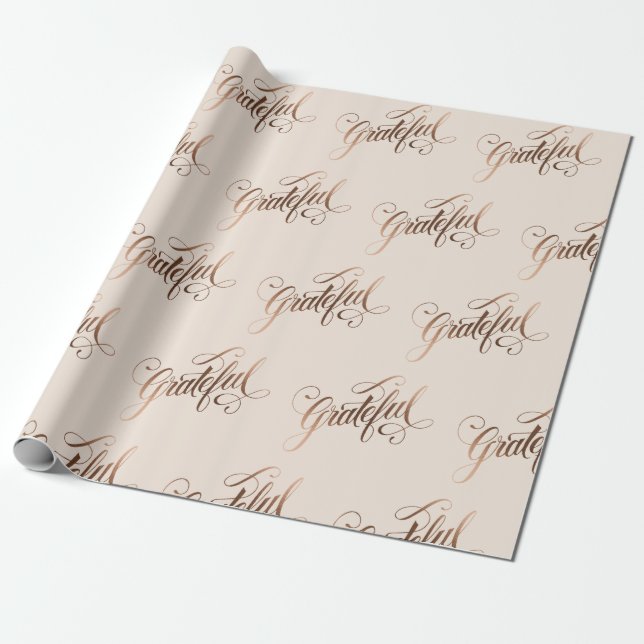 Papier Cadeau Faux-foil Élégant Grateful Script pour Thanksgivin (Déroulé)