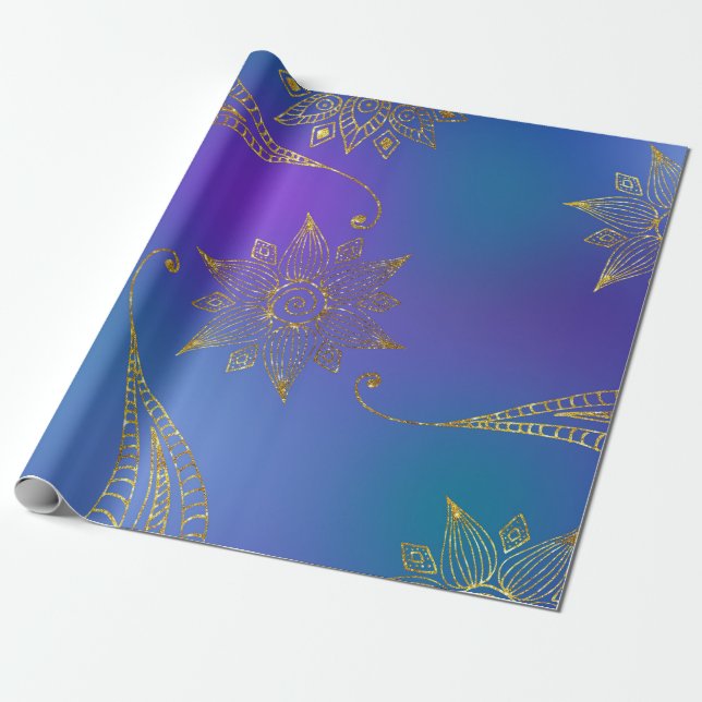 Papier Cadeau Faux Gold Foil Arabian Bollywood (Déroulé)
