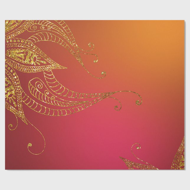 Papier Cadeau Faux Gold Foil Arabian Bollywood (Plat)