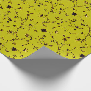 Papier Cadeau Faux Gold Foil Floral Vine Flowers