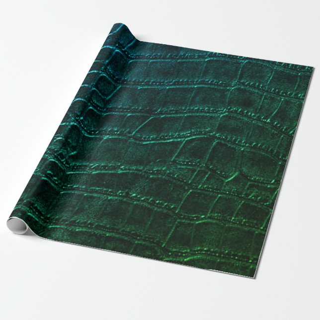 Papier Cadeau Faux Green Alligator Crocodile Cuir Imprimer (Déroulé)