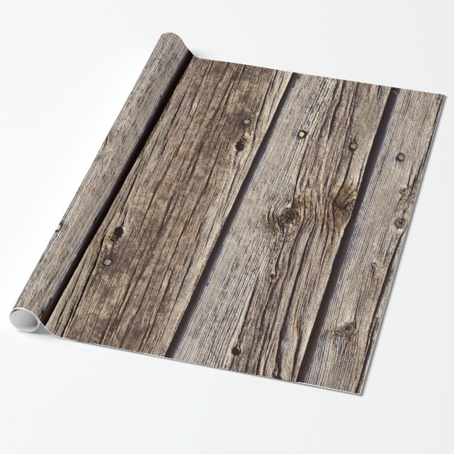 Papier Cadeau Faux Grey Météo-board Barn Siding (Déroulé)