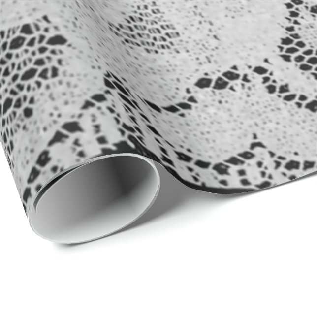 Papier Cadeau Faux Métallo noir gris nuptial dentelle florale bl (Coin rond)