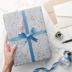 Papier Cadeau Faux Pailleté Gris Foncé 