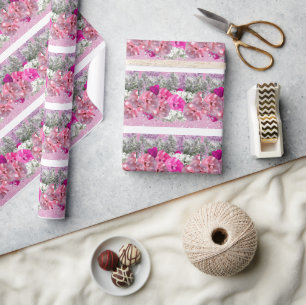 Papier cadeau faux paillettes roses et rose