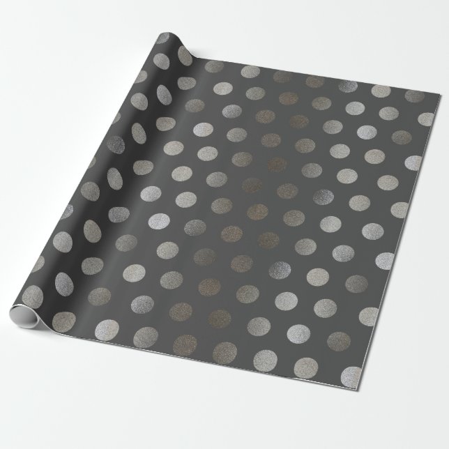 Papier Cadeau Faux Parties scintillant en argent et gris foncé m (Déroulé)