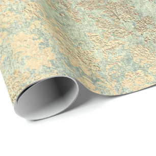 Papier Cadeau Faux Royal Gold Floral Powder Floral Pearly Mint